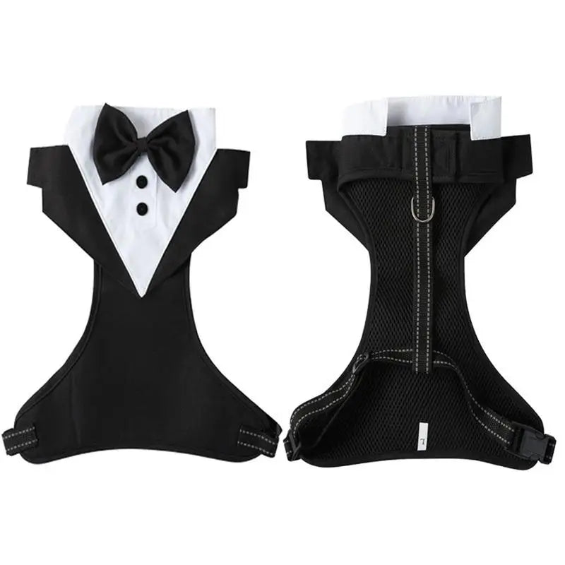 Dogs Tuxedo Wedding Party Suit Dog Formal Tuxedo with Bow Tie and Traction Rope Dog Outfit Wedding Attire Dog Tuxedo for Puppy