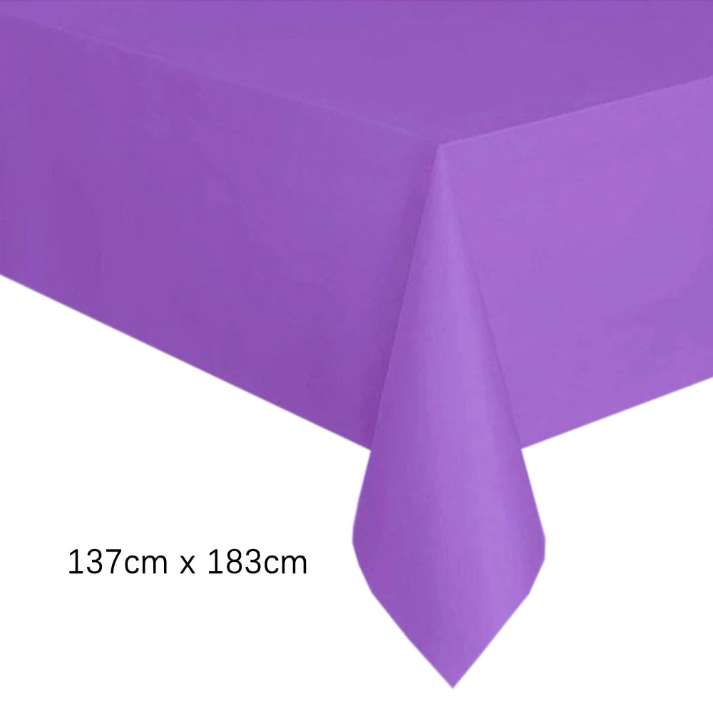 Disposable Tablecloth White Pink Table Cover Plastic Rectangle Desk Cloth for Birthday Wedding Party Table Decor Xmas