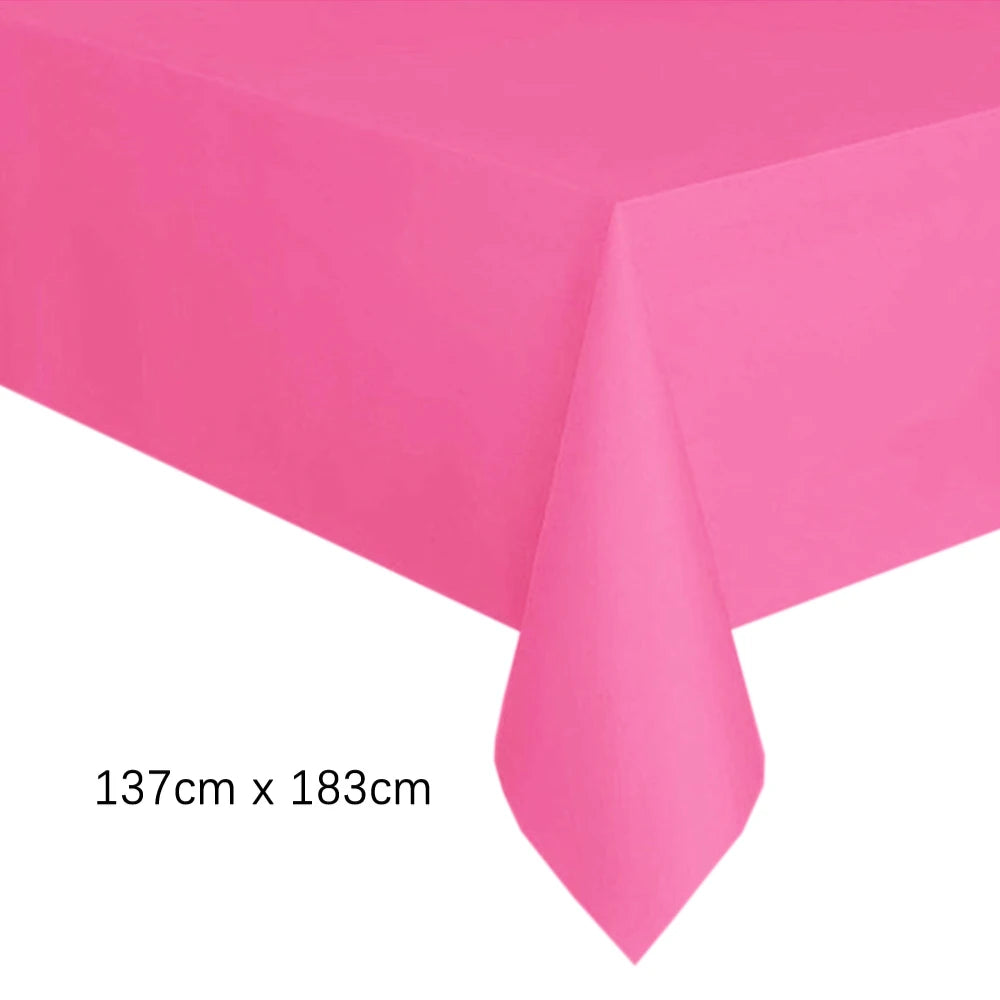 Disposable Tablecloth White Pink Table Cover Plastic Rectangle Desk Cloth for Birthday Wedding Party Table Decor Xmas