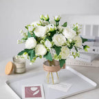 10.71 In. in White Indoor/Outdoor Artificial Peony Flower for Wedding Party Table Centerpieces Floral Arrangement 4-Pack