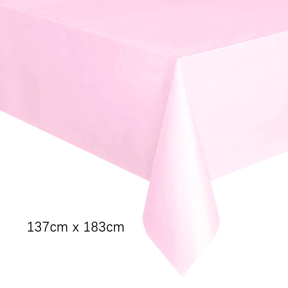 Disposable Tablecloth White Pink Table Cover Plastic Rectangle Desk Cloth for Birthday Wedding Party Table Decor Xmas