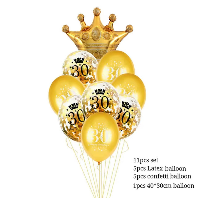 30 40 50 Years Old Latex Balloons Happy Birthday Party Decor Anniversary Adult 30Th 40Th 50Th Birthday Latex Balloons Gold