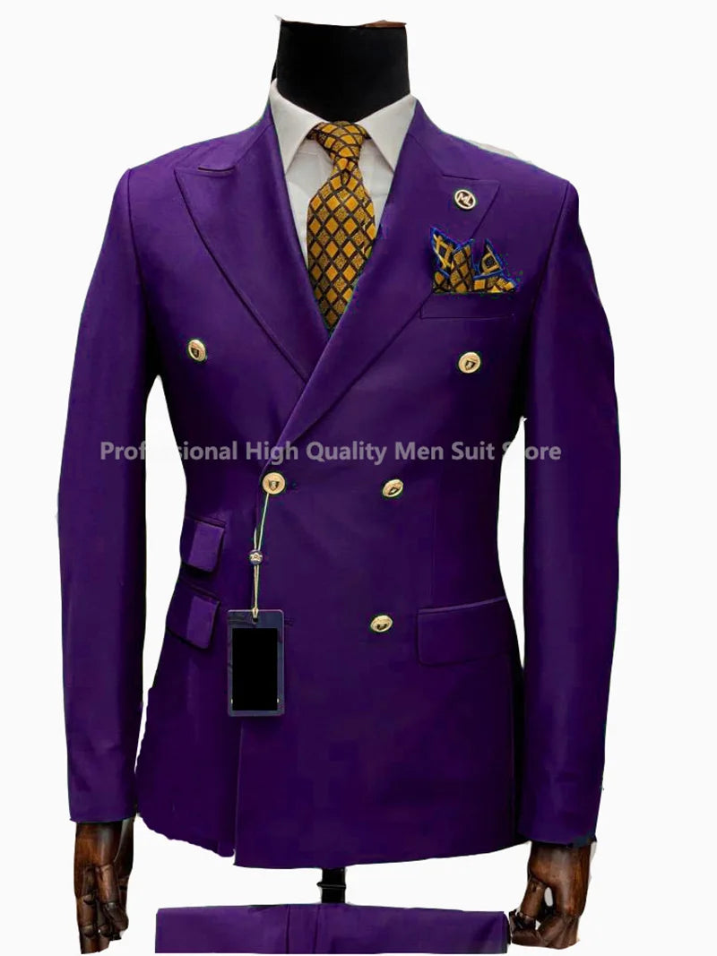 Light Blue Red Green Double Breasted Slim Fit Men Suits Wedding Tuxedos Groom Business Party Prom Best Man Blazer Costume Homme
