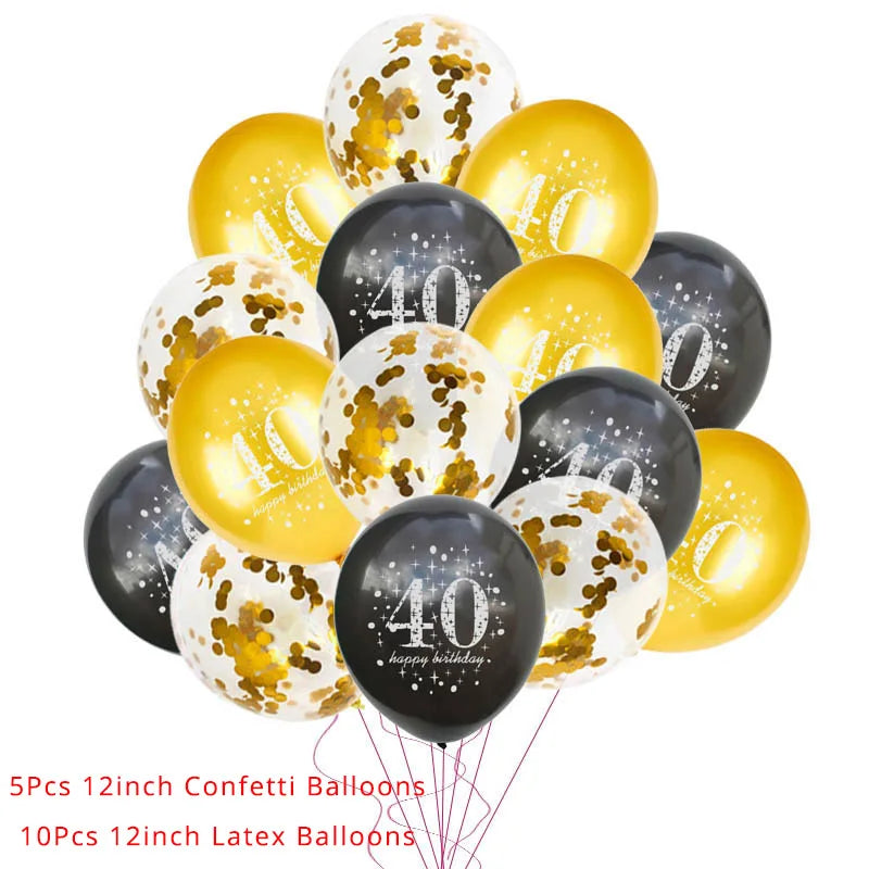 30 40 50 Years Old Latex Balloons Happy Birthday Party Decor Anniversary Adult 30Th 40Th 50Th Birthday Latex Balloons Gold