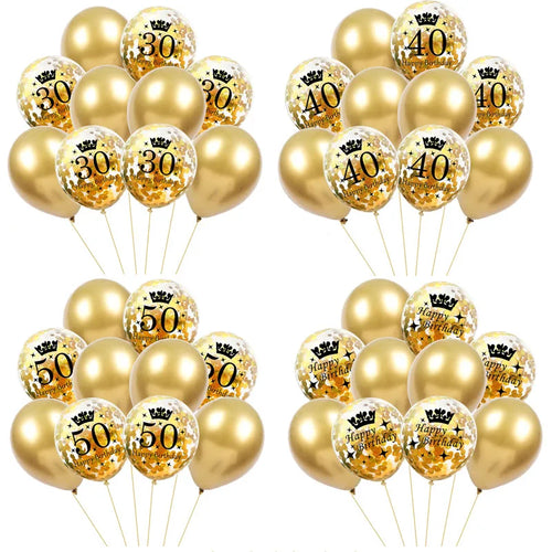 30 40 50 Years Old Latex Balloons Happy Birthday Party Decor Anniversary Adult 30Th 40Th 50Th Birthday Latex Balloons Gold