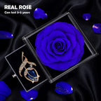 Preserved Rose Gift Enchanted Real Blue Rose with Sapphire Brooch, Eternal Flower Rose, Handmade Rose in Box with Pin, Forever Blue Rose Gift for Her on Mother'S Day, Birthday.
