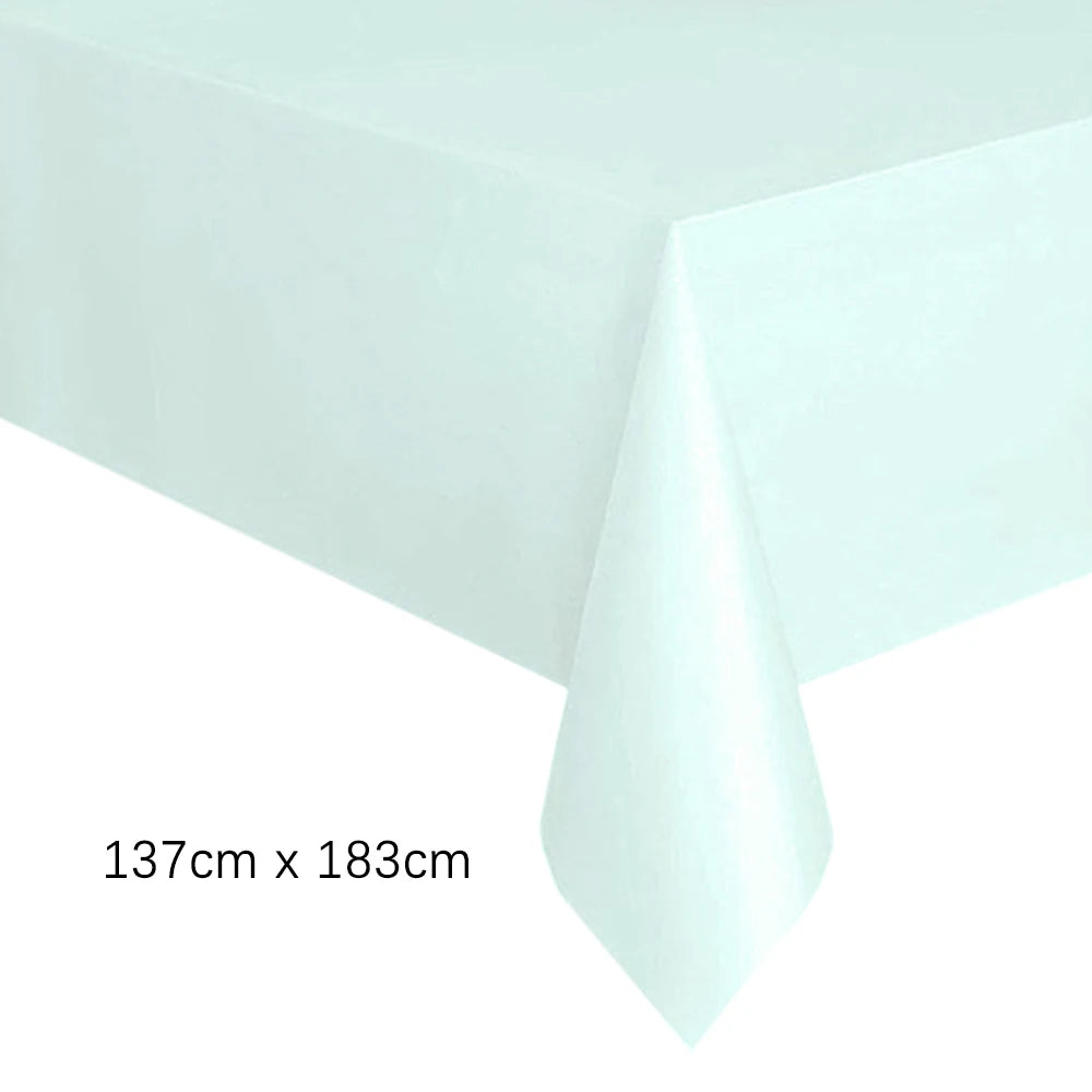 Disposable Tablecloth White Pink Table Cover Plastic Rectangle Desk Cloth for Birthday Wedding Party Table Decor Xmas