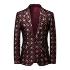 New Men Business Party Suit Jacket Black / Green / Red Fashion Male Wedding Dance Jacquard Slim Fit Blazer Coats