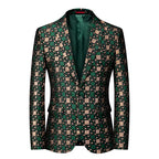 New Men Business Party Suit Jacket Black / Green / Red Fashion Male Wedding Dance Jacquard Slim Fit Blazer Coats