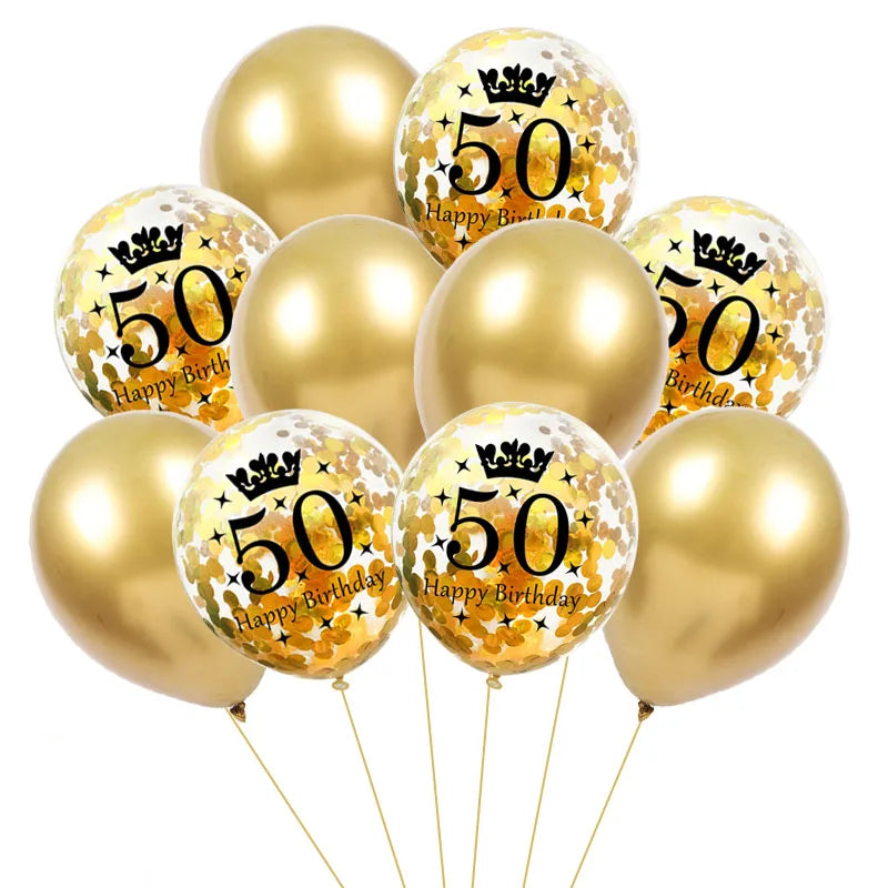 30 40 50 Years Old Latex Balloons Happy Birthday Party Decor Anniversary Adult 30Th 40Th 50Th Birthday Latex Balloons Gold