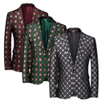 New Men Business Party Suit Jacket Black / Green / Red Fashion Male Wedding Dance Jacquard Slim Fit Blazer Coats