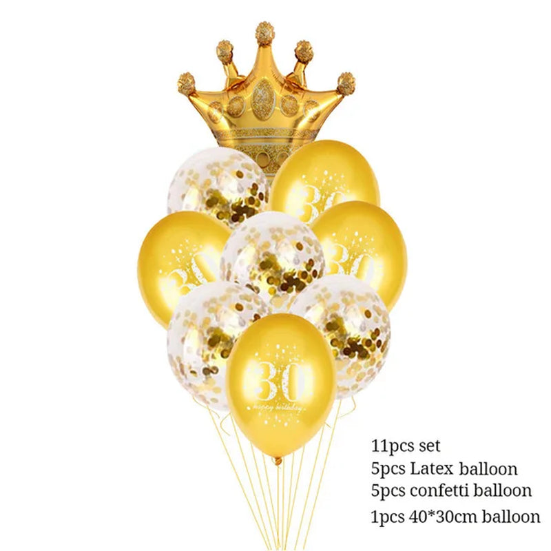 30 40 50 Years Old Latex Balloons Happy Birthday Party Decor Anniversary Adult 30Th 40Th 50Th Birthday Latex Balloons Gold