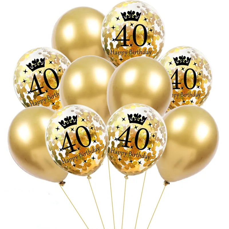 30 40 50 Years Old Latex Balloons Happy Birthday Party Decor Anniversary Adult 30Th 40Th 50Th Birthday Latex Balloons Gold