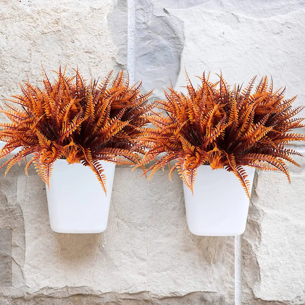 4PCS Artificial Fall Plants Plastics Fake Eucalyptus Shrubs Outdoor Plant for Garden Home Autumn Decoration Festival Party Decor