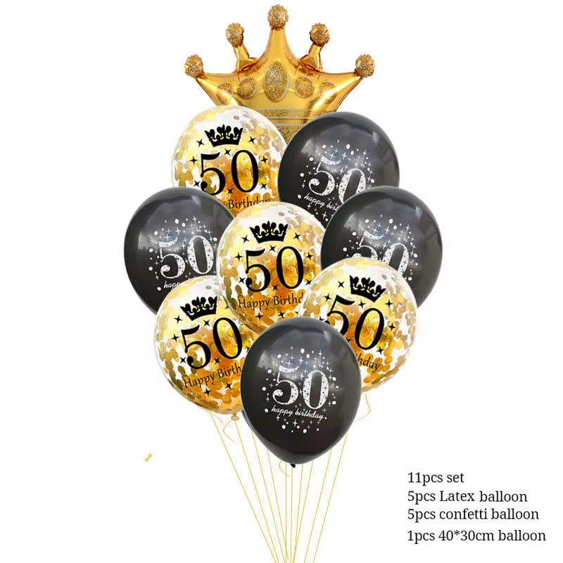 30 40 50 Years Old Latex Balloons Happy Birthday Party Decor Anniversary Adult 30Th 40Th 50Th Birthday Latex Balloons Gold