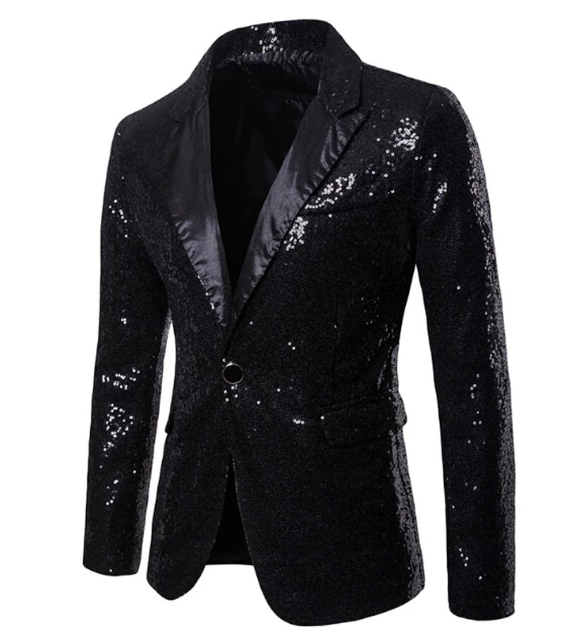 Men Glitters Suit Jackets Sequins Party Button Dance Bling Coats Wedding Party Men Blazer Gentleman Formal Suit plus Size 2XL