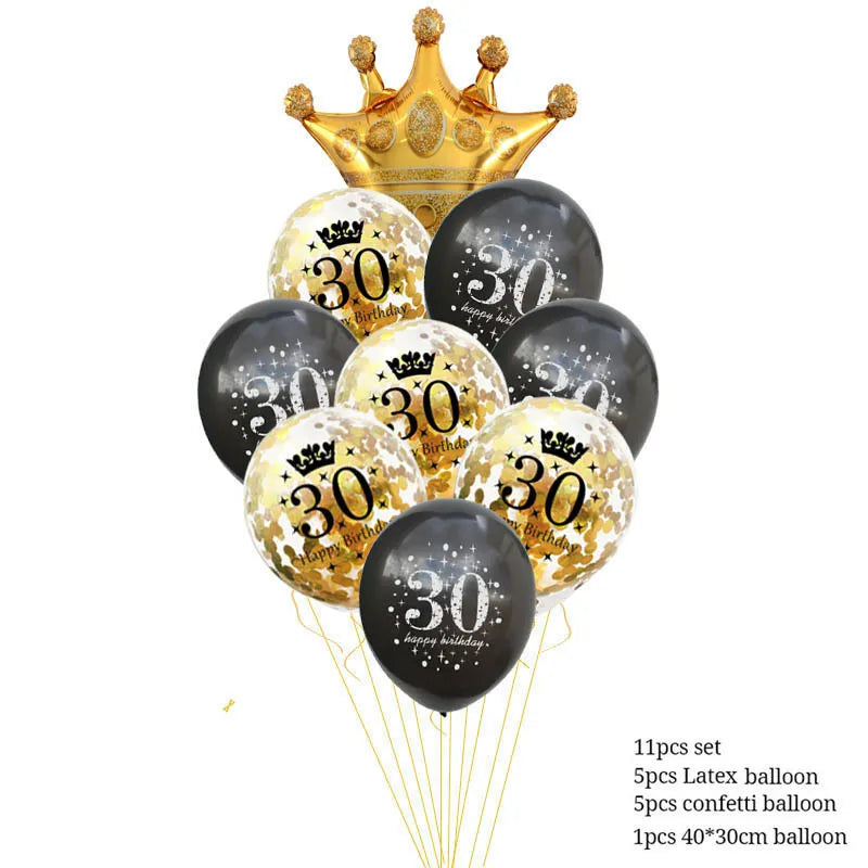 30 40 50 Years Old Latex Balloons Happy Birthday Party Decor Anniversary Adult 30Th 40Th 50Th Birthday Latex Balloons Gold