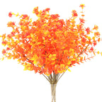 4PCS Artificial Fall Plants Plastics Fake Eucalyptus Shrubs Outdoor Plant for Garden Home Autumn Decoration Festival Party Decor