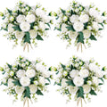 10.71 In. in White Indoor/Outdoor Artificial Peony Flower for Wedding Party Table Centerpieces Floral Arrangement 4-Pack