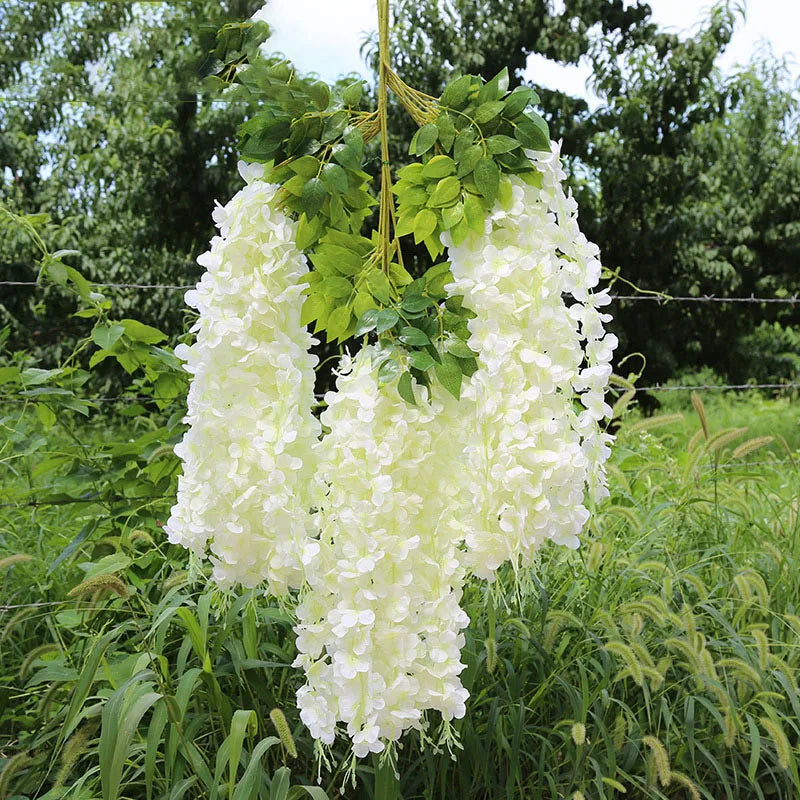 12Pcs Artificial Wisteria Flowers String Hanging Garland Outdoor Wedding Garden Arch Decoration Home Party Decor Fake Flower