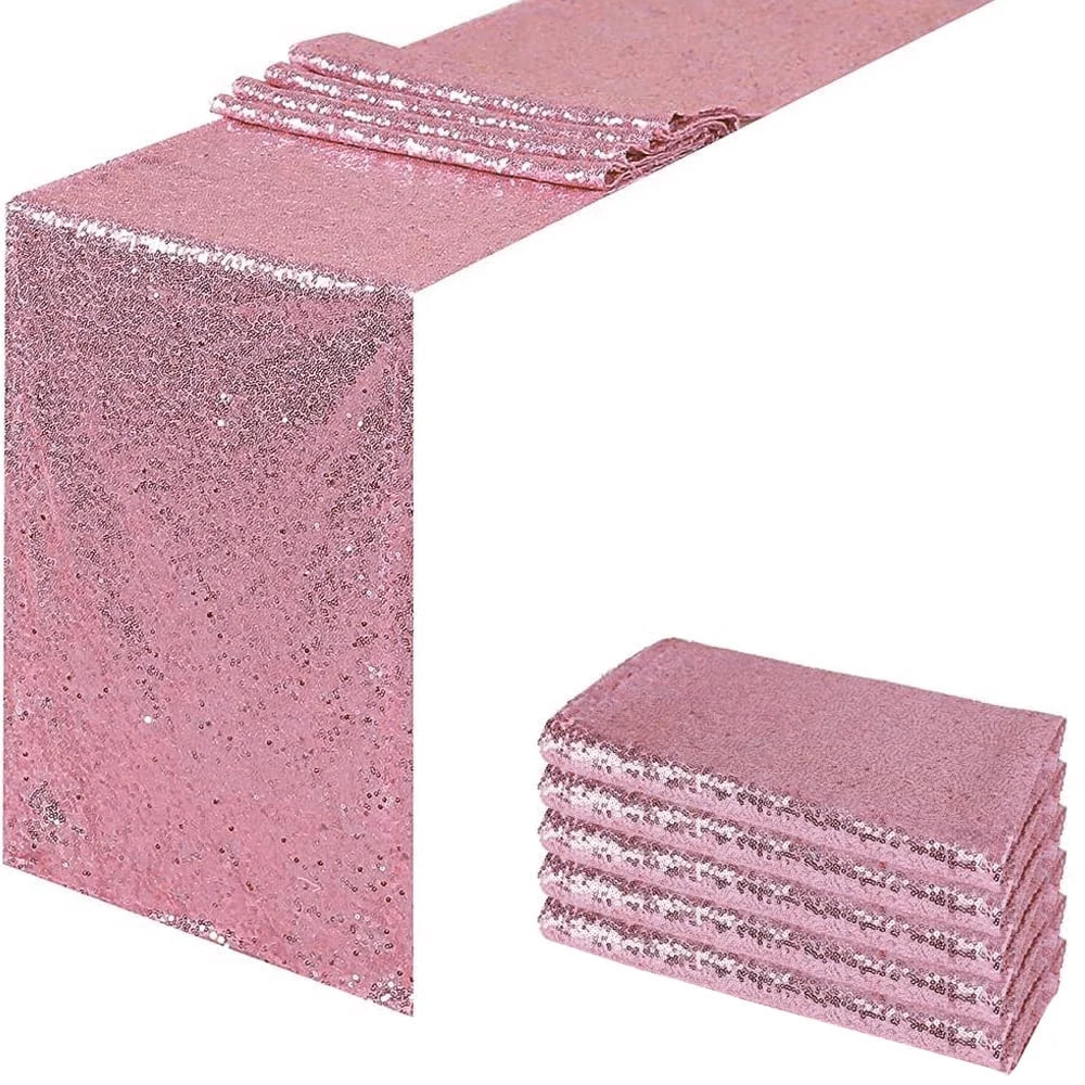 Pink Sequin Table Runners 72 X 12 Inch, Pack of 5, Sparkly Elegant Shiny Glitter for Valentine'S Day Wedding Decoration