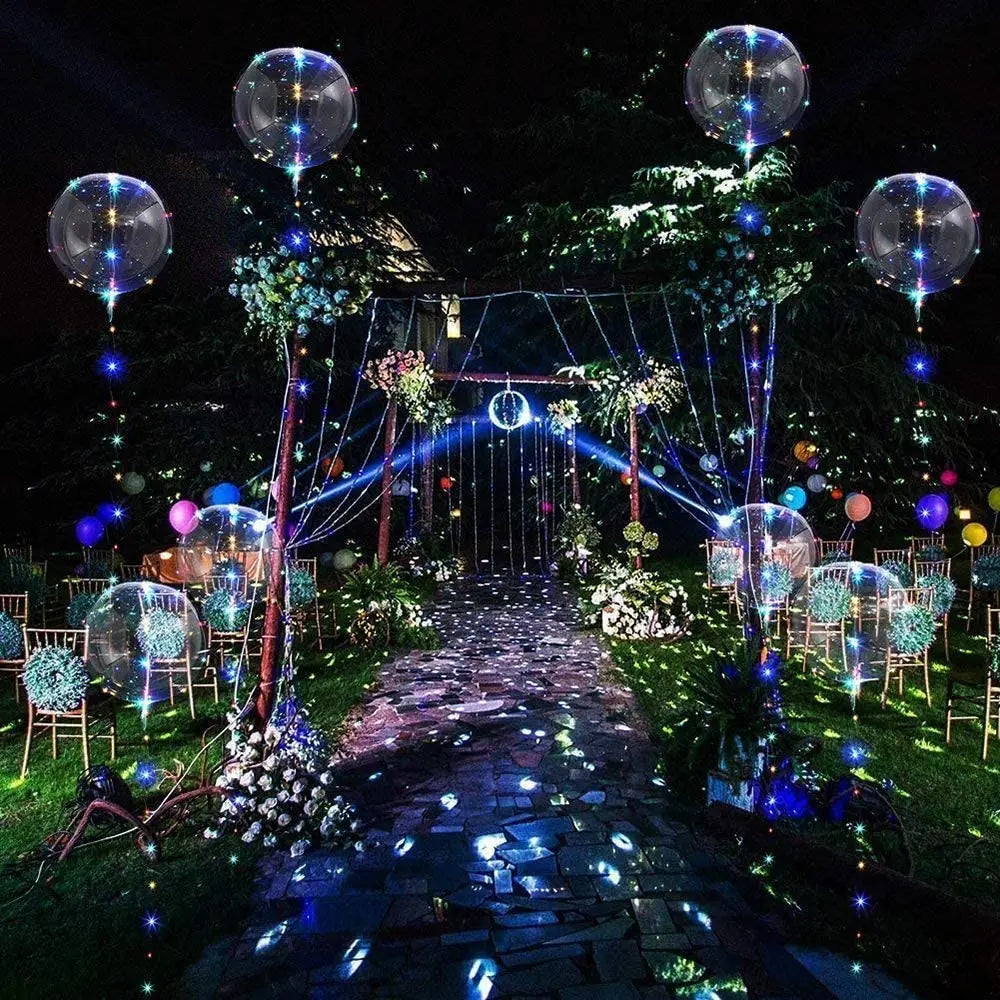 18 20 24 Inch 10 Pack Light up Bobo Party Christmas Led Balloons Clear Big Balloon with Helium for Birthday Wedding Party Decor