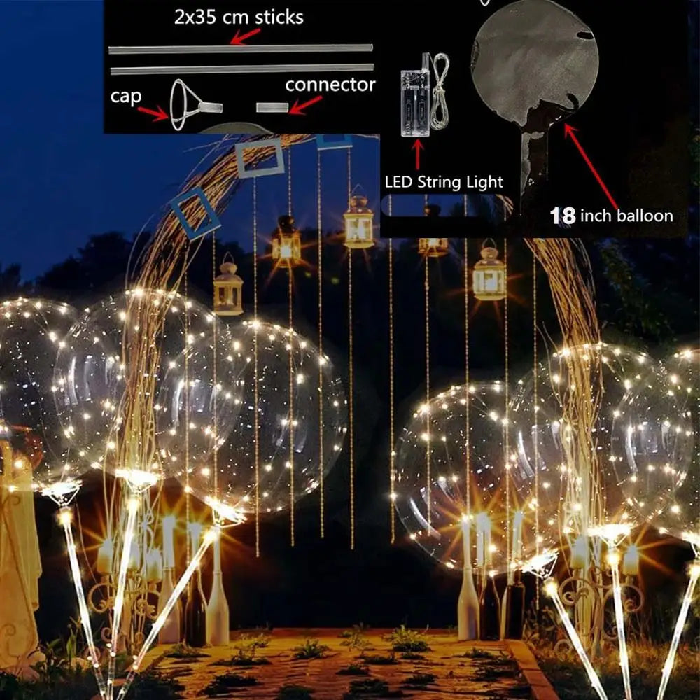 18 20 24 Inch 10 Pack Light up Bobo Party Christmas Led Balloons Clear Big Balloon with Helium for Birthday Wedding Party Decor