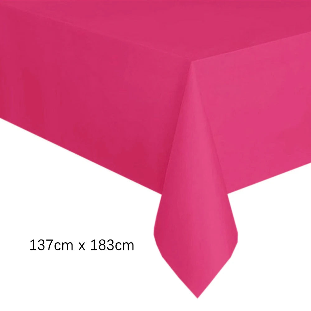 Disposable Tablecloth White Pink Table Cover Plastic Rectangle Desk Cloth for Birthday Wedding Party Table Decor Xmas