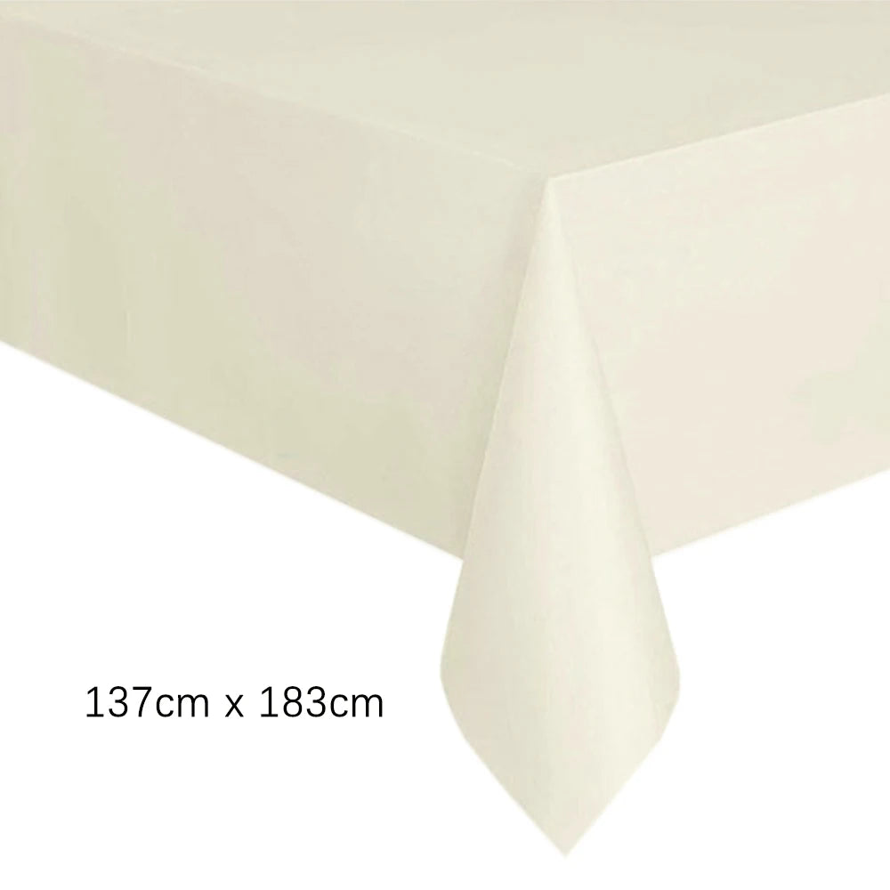 Disposable Tablecloth White Pink Table Cover Plastic Rectangle Desk Cloth for Birthday Wedding Party Table Decor Xmas