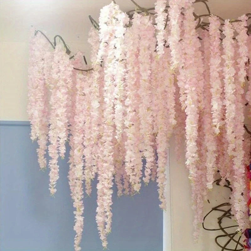 5Pcs 100CM Artificial Cherry Blossom Vine Silk Flowers for Party Wedding Ceiling Decor Fake Garland Arch Ivy Diy Party Decor