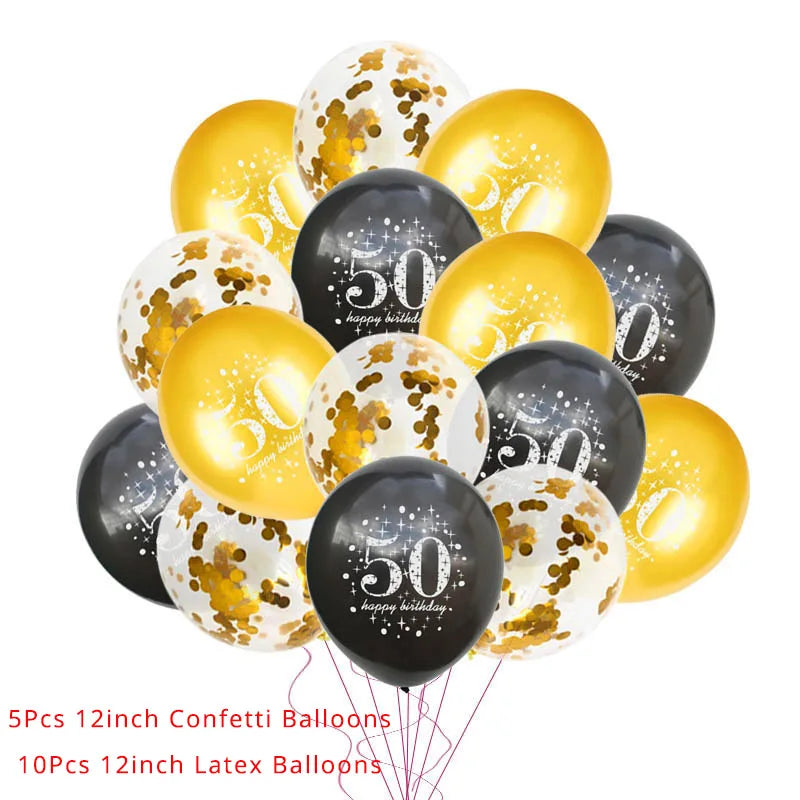 30 40 50 Years Old Latex Balloons Happy Birthday Party Decor Anniversary Adult 30Th 40Th 50Th Birthday Latex Balloons Gold