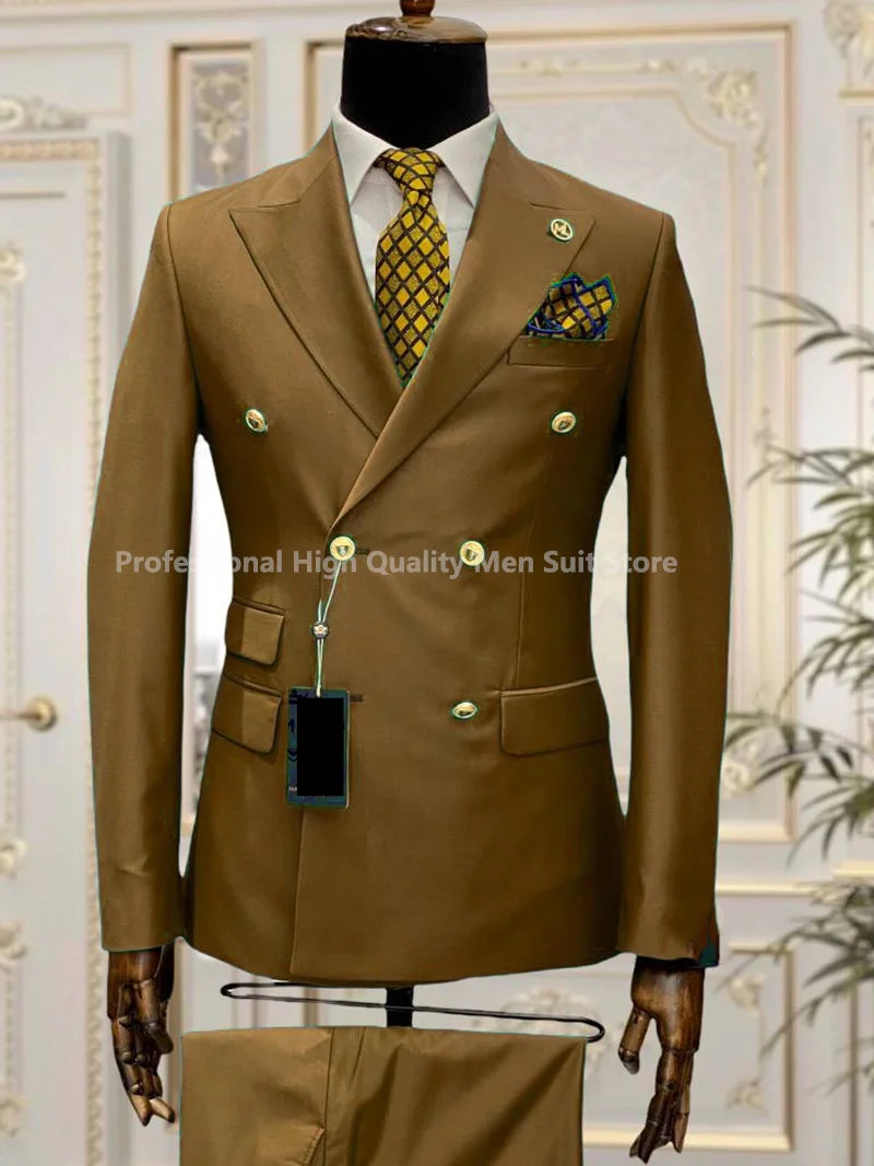 Light Blue Red Green Double Breasted Slim Fit Men Suits Wedding Tuxedos Groom Business Party Prom Best Man Blazer Costume Homme