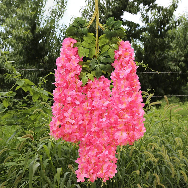 12Pcs Artificial Wisteria Flowers String Hanging Garland Outdoor Wedding Garden Arch Decoration Home Party Decor Fake Flower