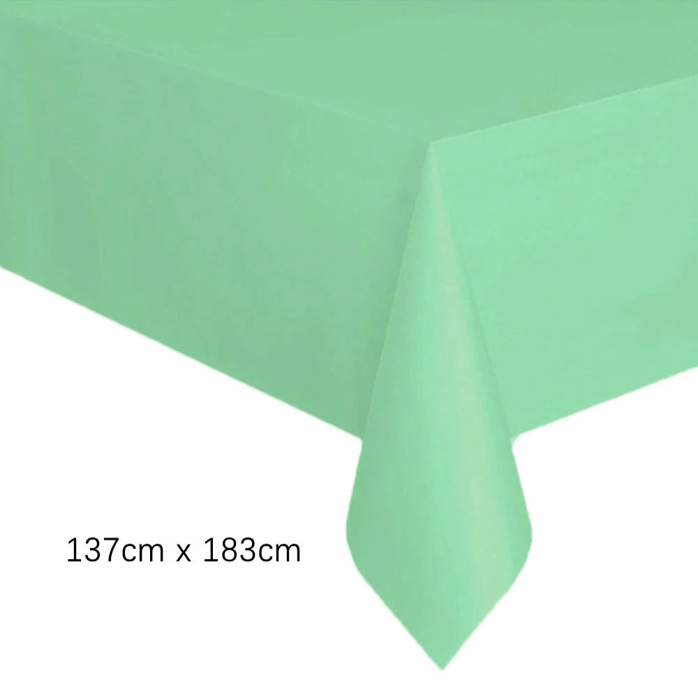 Disposable Tablecloth White Pink Table Cover Plastic Rectangle Desk Cloth for Birthday Wedding Party Table Decor Xmas