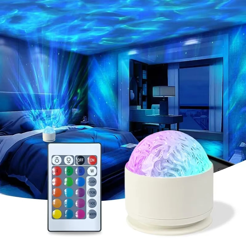 LED Night Light Northern Aurora/Water Ripple Projector Lamp with Remote Control Party Decor Light Projector Atmosphere Light