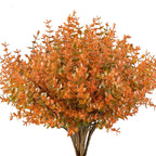 4PCS Artificial Fall Plants Plastics Fake Eucalyptus Shrubs Outdoor Plant for Garden Home Autumn Decoration Festival Party Decor