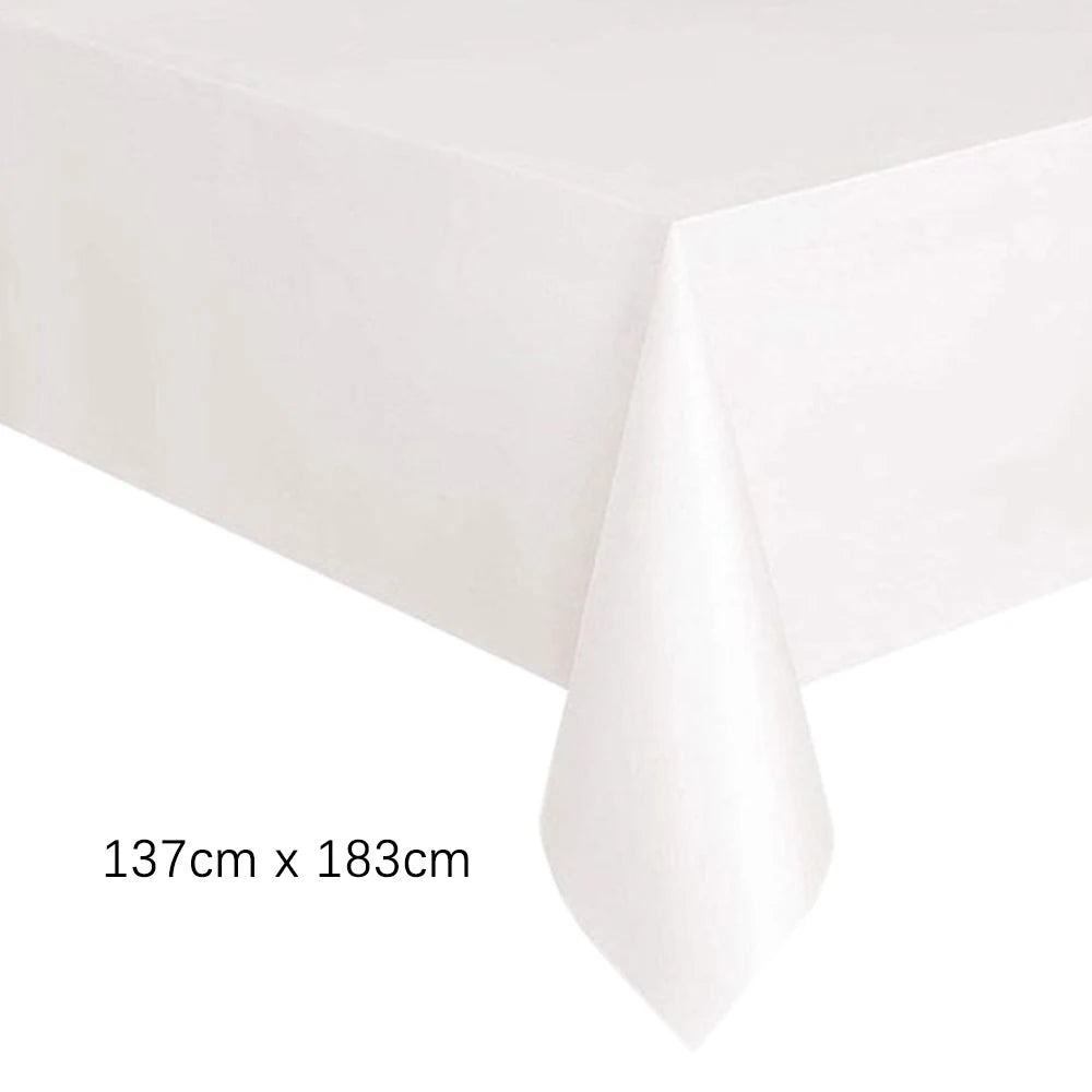Disposable Tablecloth White Pink Table Cover Plastic Rectangle Desk Cloth for Birthday Wedding Party Table Decor Xmas