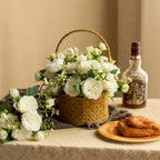10.71 In. in White Indoor/Outdoor Artificial Peony Flower for Wedding Party Table Centerpieces Floral Arrangement 4-Pack