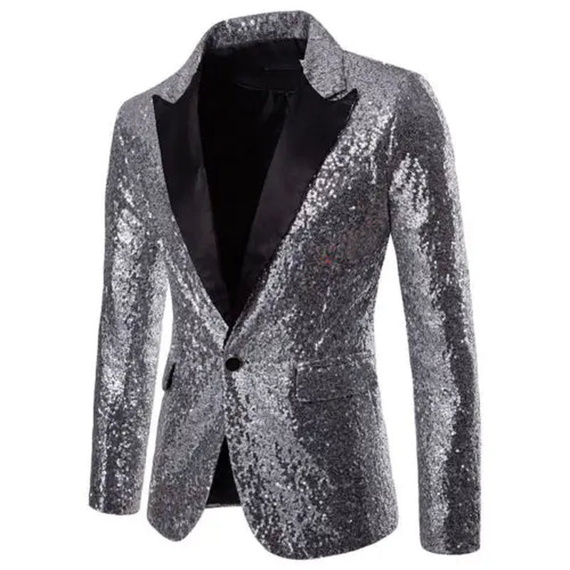 Men Glitters Suit Jackets Sequins Party Button Dance Bling Coats Wedding Party Men Blazer Gentleman Formal Suit plus Size 2XL