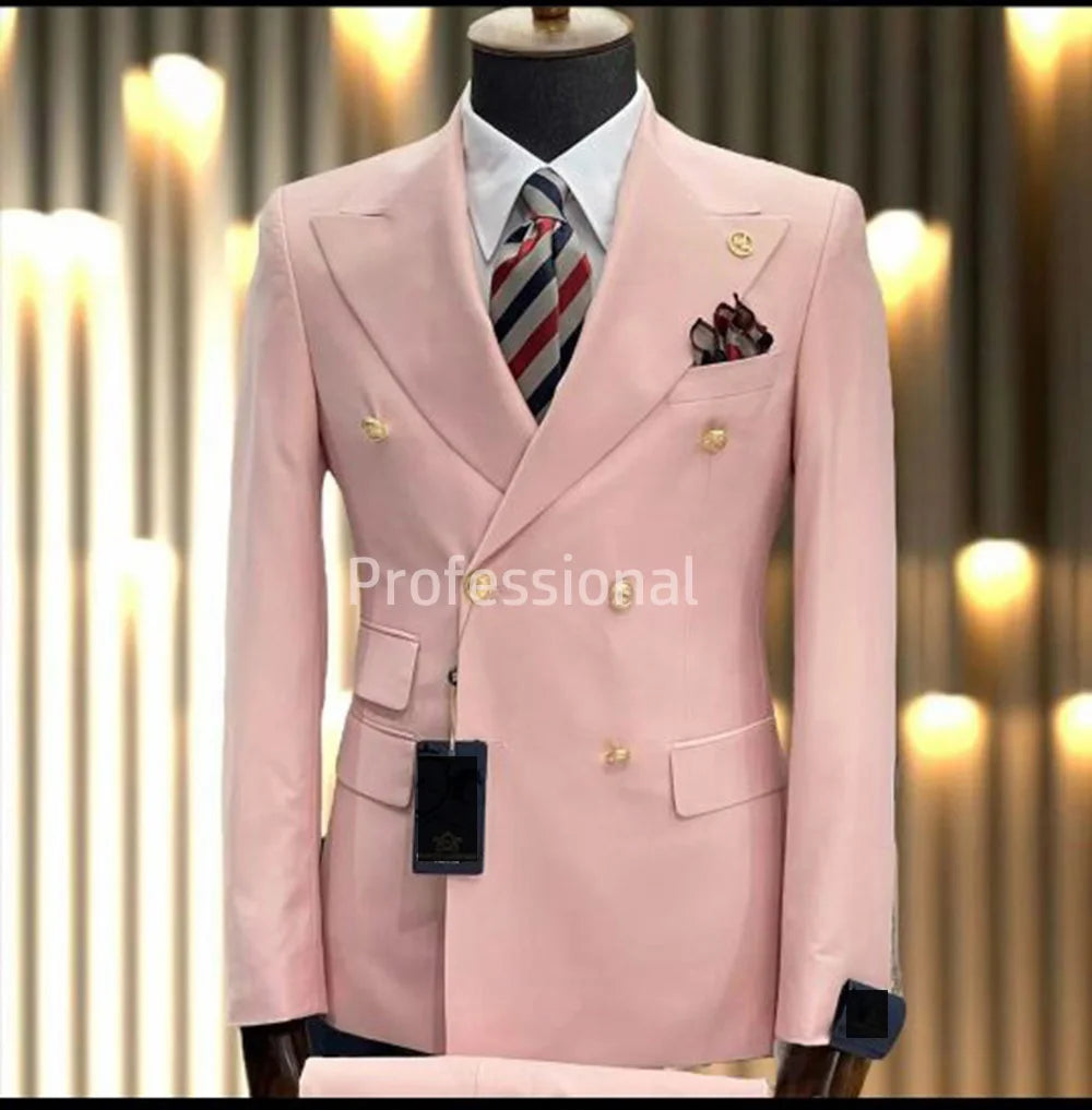 Light Blue Red Green Double Breasted Slim Fit Men Suits Wedding Tuxedos Groom Business Party Prom Best Man Blazer Costume Homme