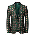 New Men Business Party Suit Jacket Black / Green / Red Fashion Male Wedding Dance Jacquard Slim Fit Blazer Coats