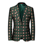 New Men Business Party Suit Jacket Black / Green / Red Fashion Male Wedding Dance Jacquard Slim Fit Blazer Coats