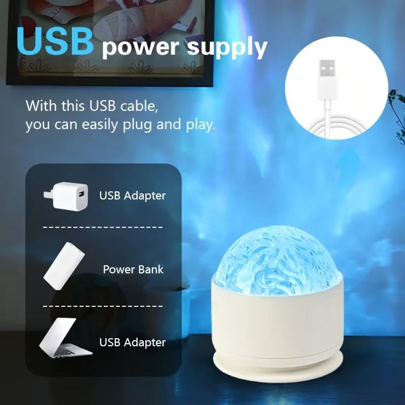 LED Night Light Northern Aurora/Water Ripple Projector Lamp with Remote Control Party Decor Light Projector Atmosphere Light