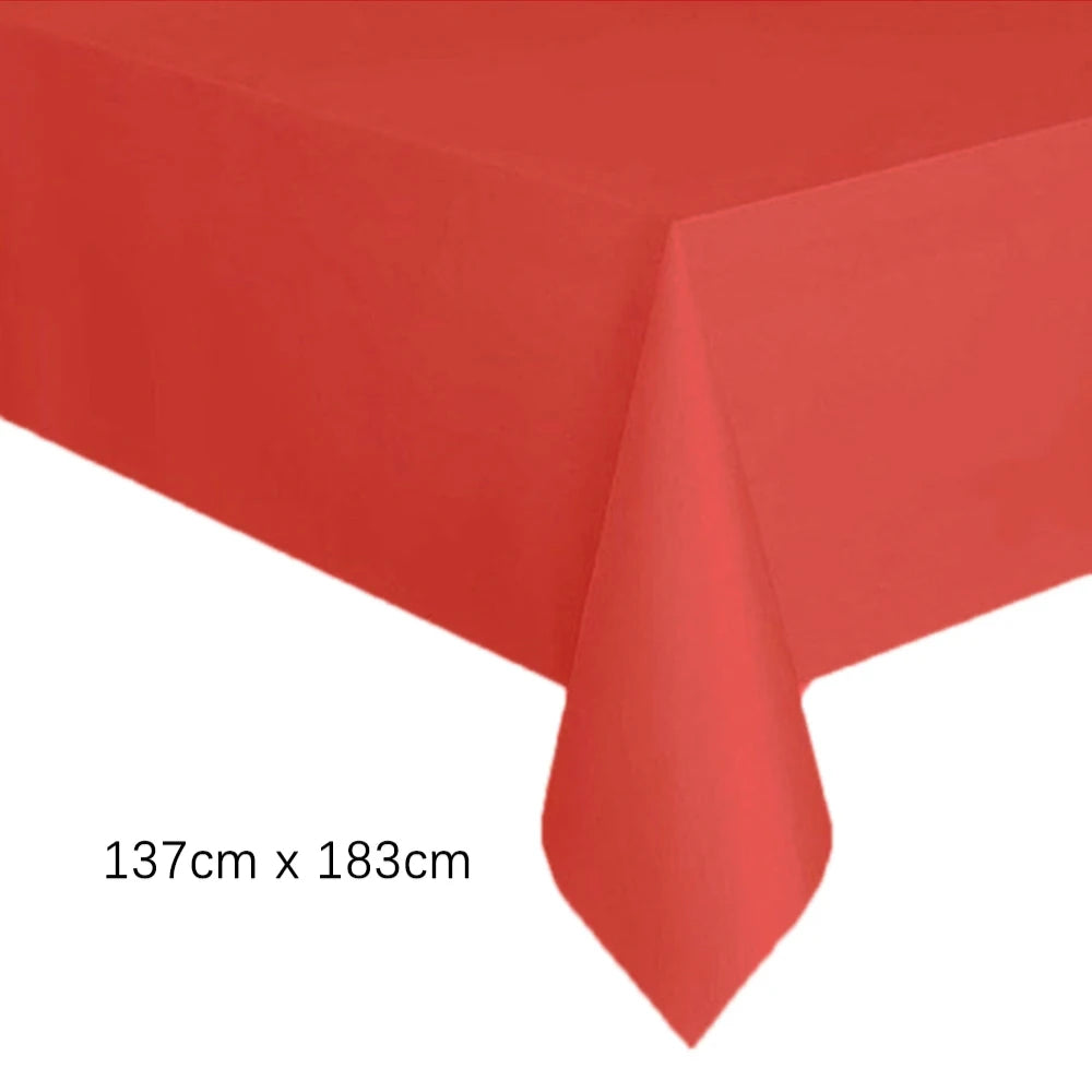 Disposable Tablecloth White Pink Table Cover Plastic Rectangle Desk Cloth for Birthday Wedding Party Table Decor Xmas
