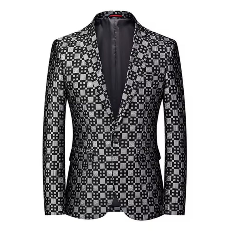 New Men Business Party Suit Jacket Black / Green / Red Fashion Male Wedding Dance Jacquard Slim Fit Blazer Coats