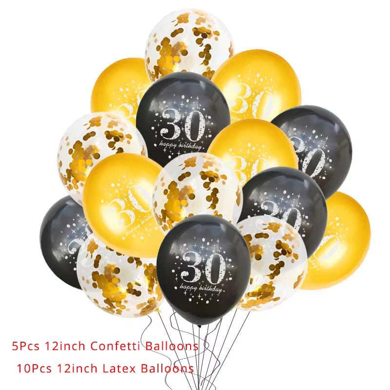 30 40 50 Years Old Latex Balloons Happy Birthday Party Decor Anniversary Adult 30Th 40Th 50Th Birthday Latex Balloons Gold