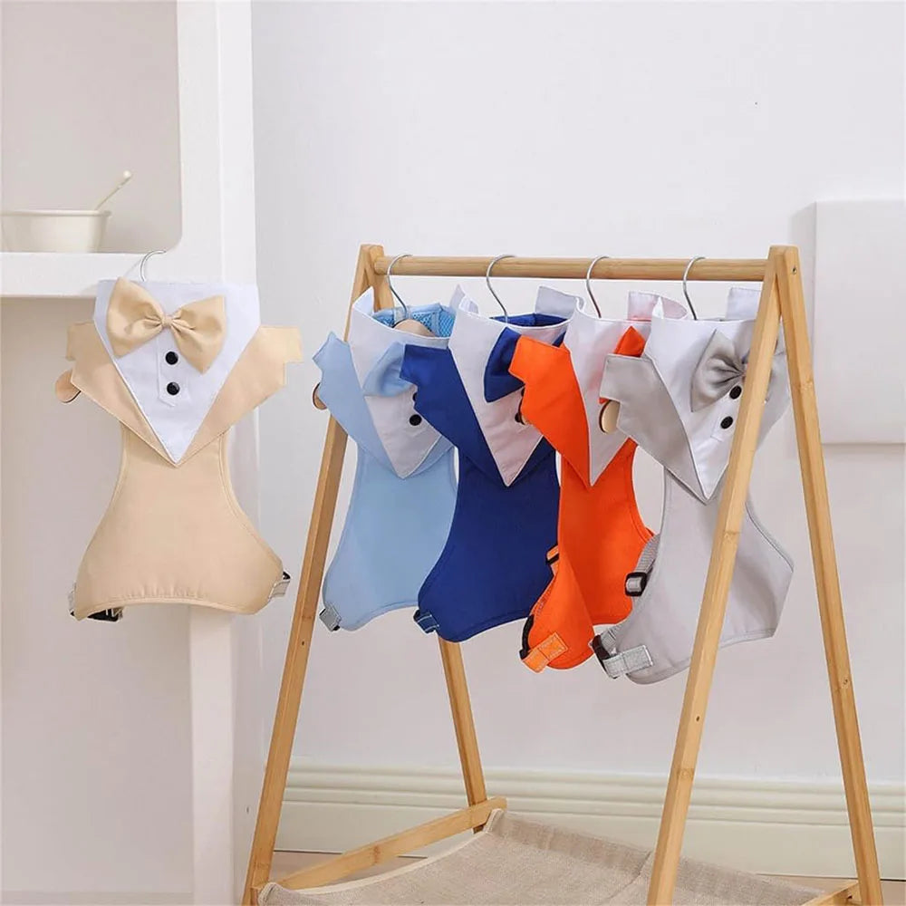 Halloween Christmas Dog Vest Tuxedo Harness Adjustable Tuxedo with Bow Tie for Male Dogs Wedding Party Suit Pet Costume Outfits