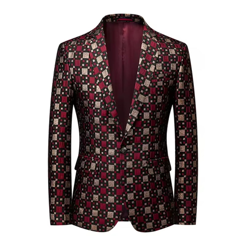 New Men Business Party Suit Jacket Black / Green / Red Fashion Male Wedding Dance Jacquard Slim Fit Blazer Coats