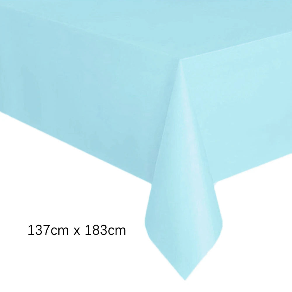 Disposable Tablecloth White Pink Table Cover Plastic Rectangle Desk Cloth for Birthday Wedding Party Table Decor Xmas