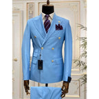 Light Blue Red Green Double Breasted Slim Fit Men Suits Wedding Tuxedos Groom Business Party Prom Best Man Blazer Costume Homme